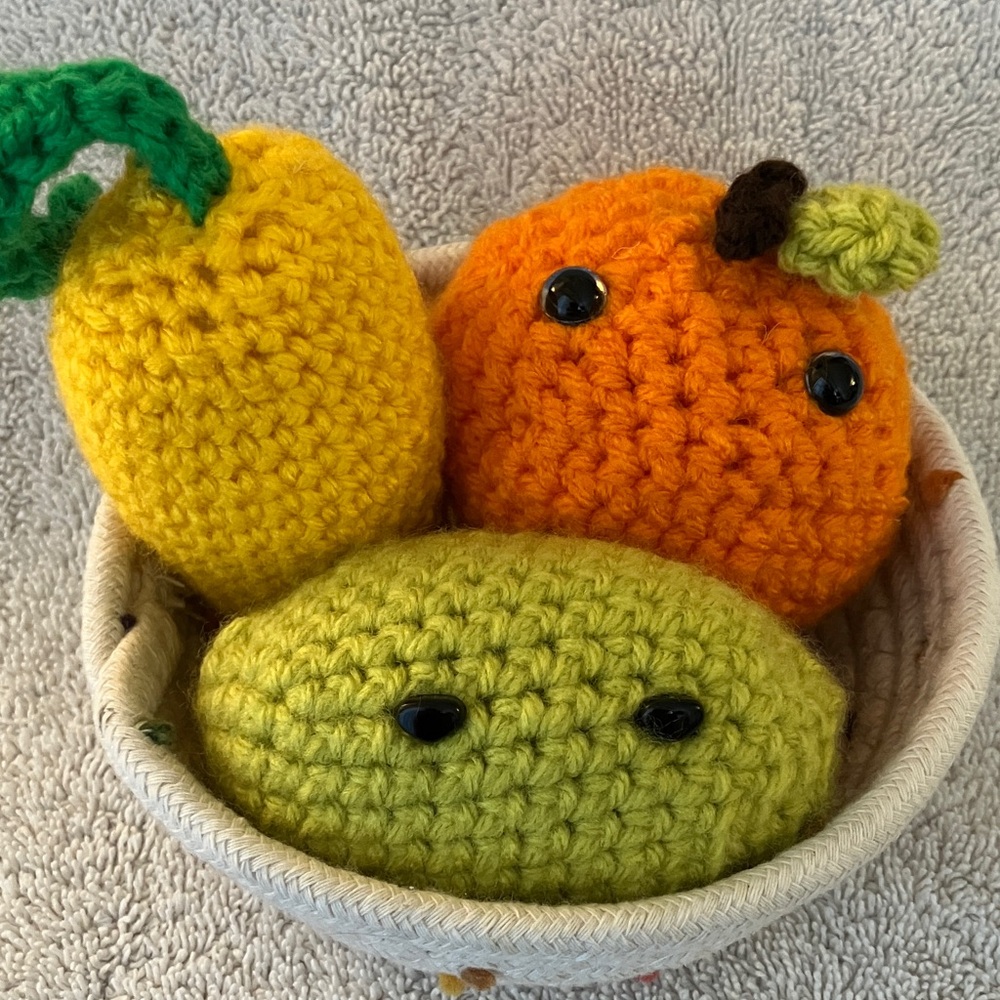 Crocheted Fruit Set - Orange, Yellow, Green